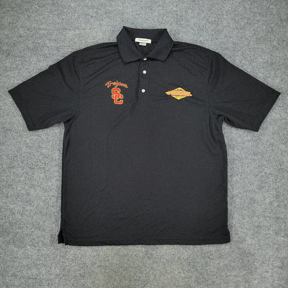 USC Trojans Polo Shirt Men Large Black NCAA Logo Embroidered Short Sleeve Ahern